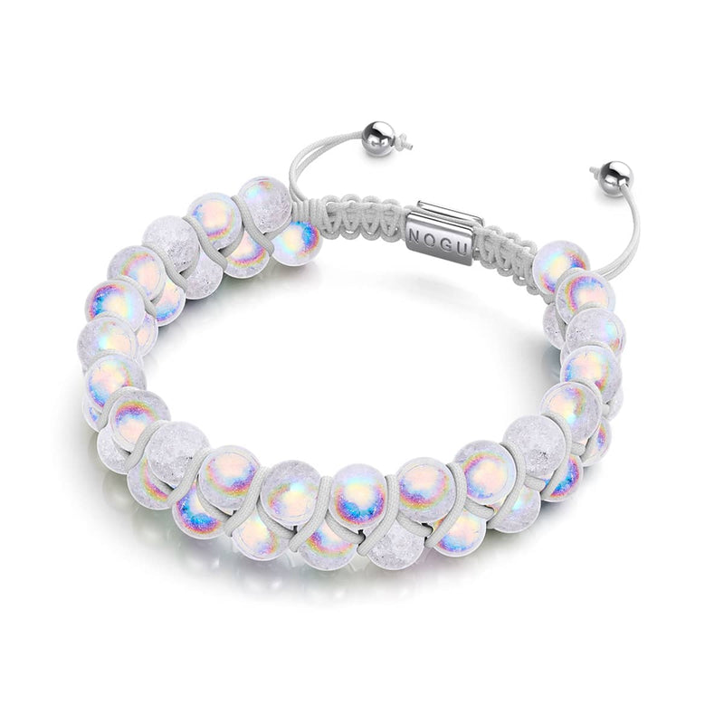 Marshmallow Chrom x Weiß | Glitzerglas Doppelarmband 