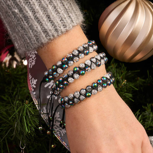Mattes Einhorn Chrom x Weiß | Glitzerglas Doppelarmband 