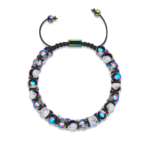 Mattes Einhorn Chrom x Weiß | Glitzerglas Doppelarmband 