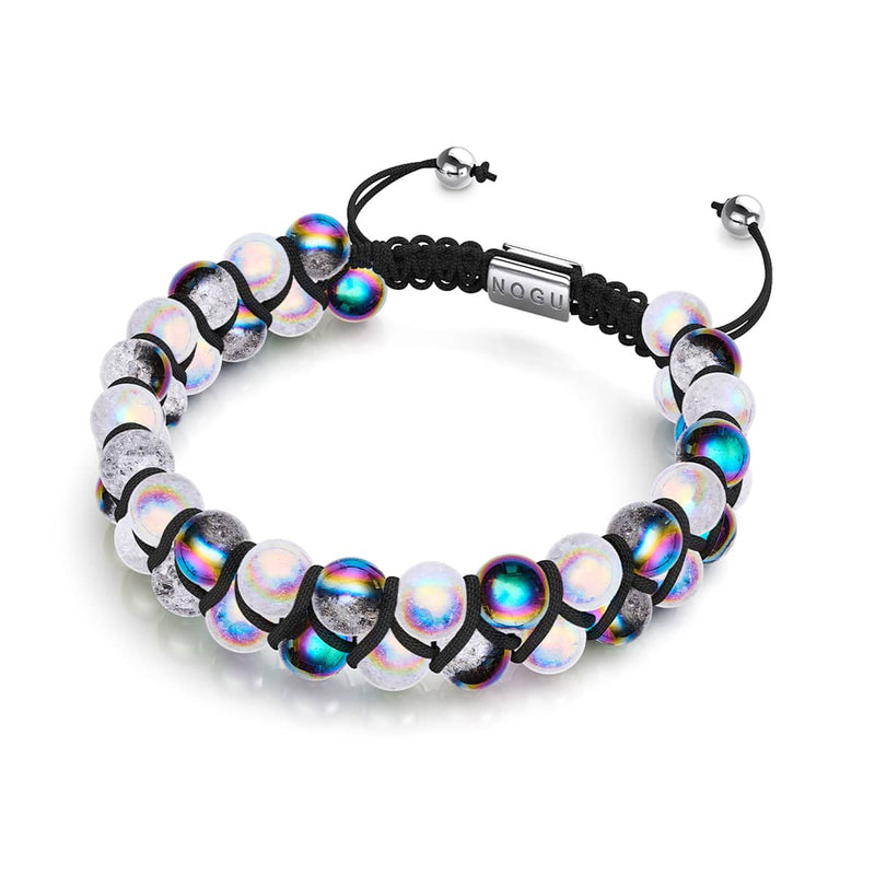 Einhorn Chrome x Marshmallow | Glitzerglas-Doppelarmband 