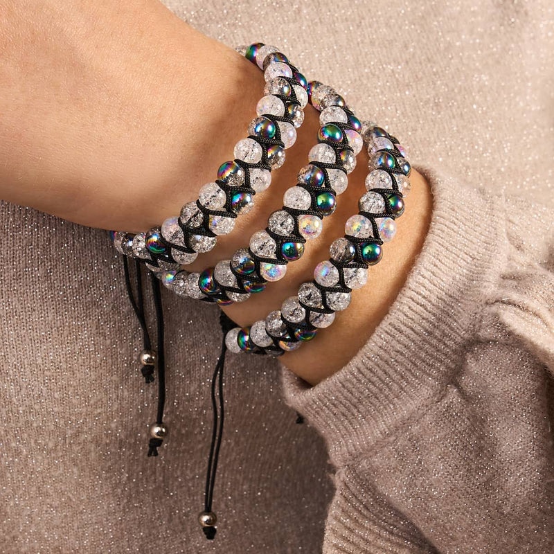 Einhorn Chrome x Marshmallow | Glitzerglas-Doppelarmband 