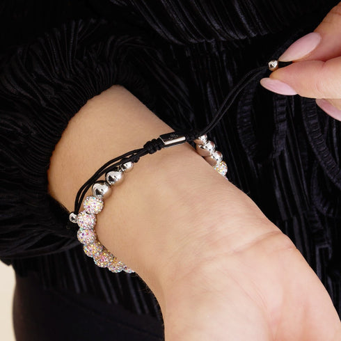 Regenbogenkonfetti | Silber x Schwarz | Kikiballa Armband