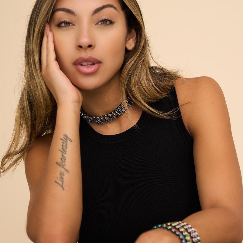 Schwarz x Einhorn Silber | Kismet Links | Deluxe Choker Halskette