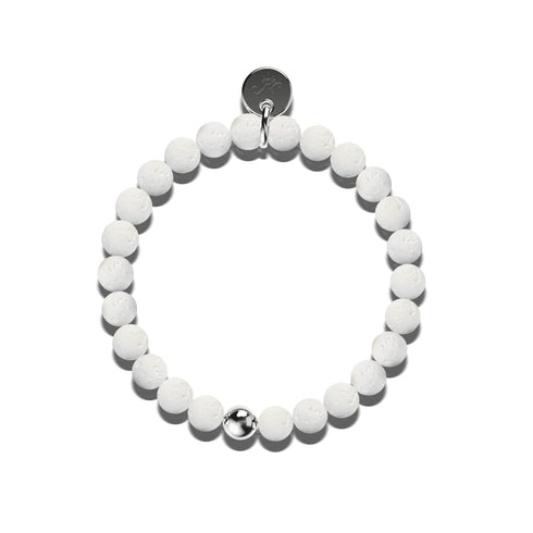 Fuji | Silber | Diffusorarmband aus weißem Lavastein 