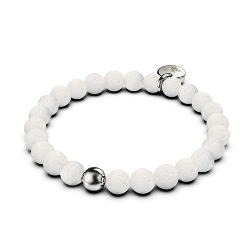 Fuji | Silber | Diffusorarmband aus weißem Lavastein 