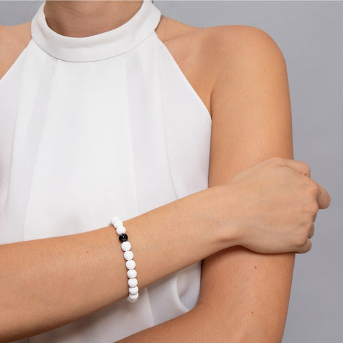 Krakatoa | Rotguss | Diffusorarmband aus weißem Lavastein 