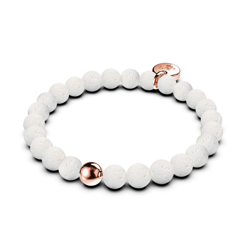 Loa | Roségold | Weißes Lavastein-Diffusor-Armband 