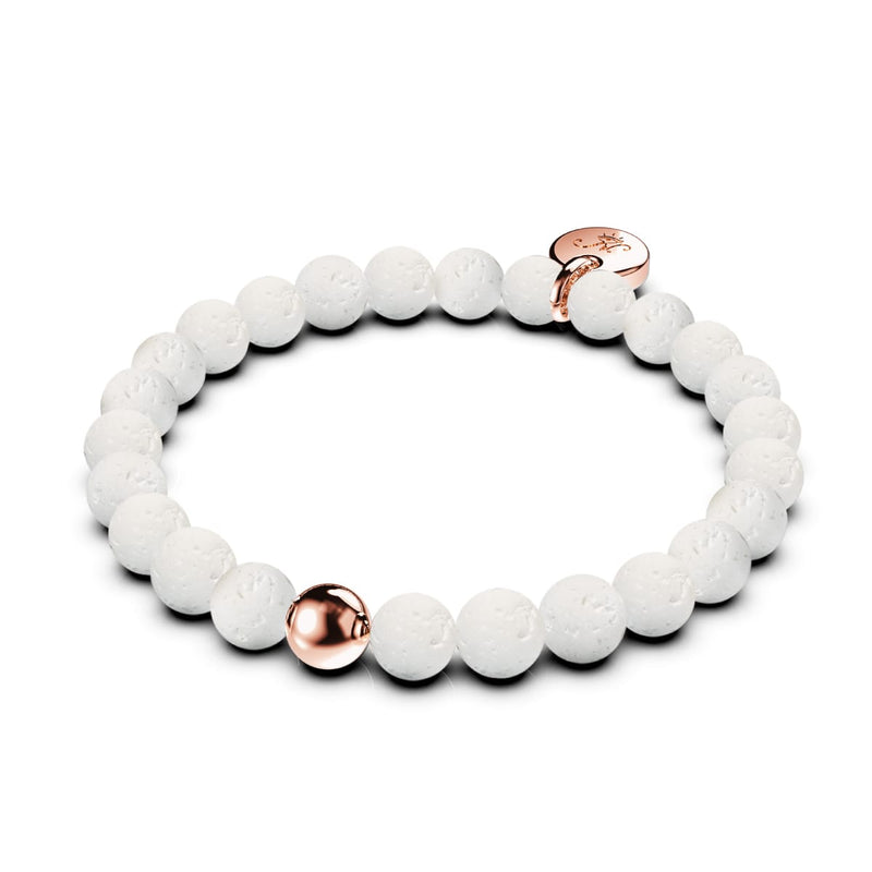 Loa | Roségold | Weißes Lavastein-Diffusor-Armband 