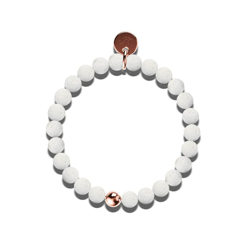 Loa | Roségold | Weißes Lavastein-Diffusor-Armband 