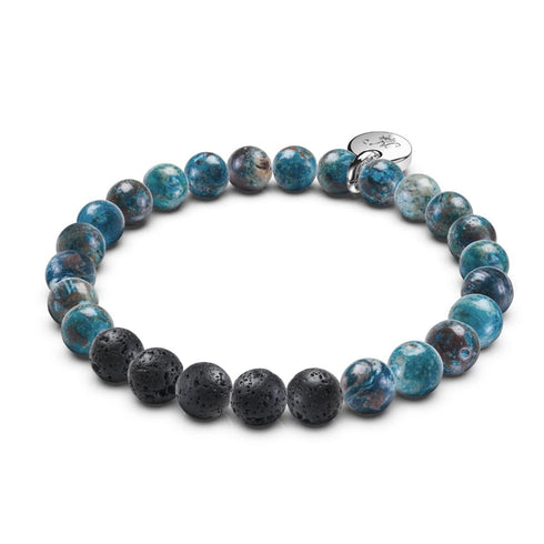 Ozeanisches Marmor-x-Lavastein-Perlenarmband 