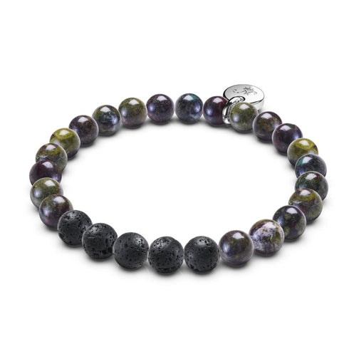 Armband aus Olivenachat und Lavasteinperlen 