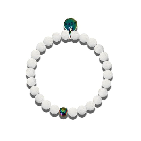 Pele | Einhorn Silber | Diffusorarmband aus weißem Lavastein 