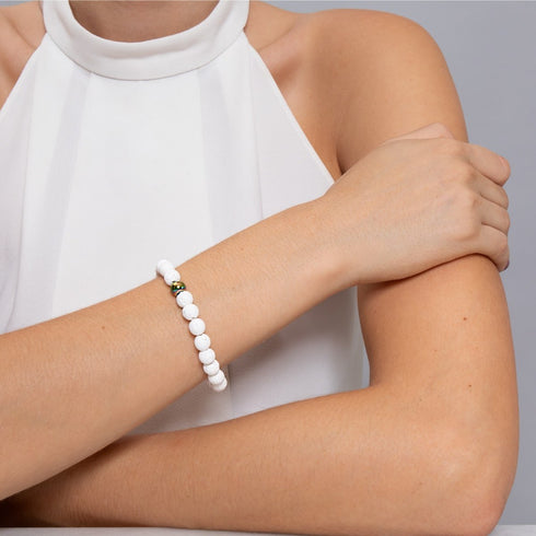 Pele | Einhorn Silber | Diffusorarmband aus weißem Lavastein 