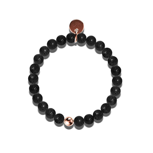 Pompeji | Diffusor aus schwarzem Lavastein | 18 Karat Roségold | Ausdrucksarmband