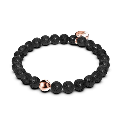 Pompeji | Diffusor aus schwarzem Lavastein | 18 Karat Roségold | Ausdrucksarmband