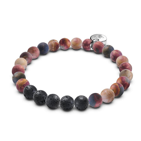 Armband aus roten Picasso-Jaspis-Perlen und Lavastein