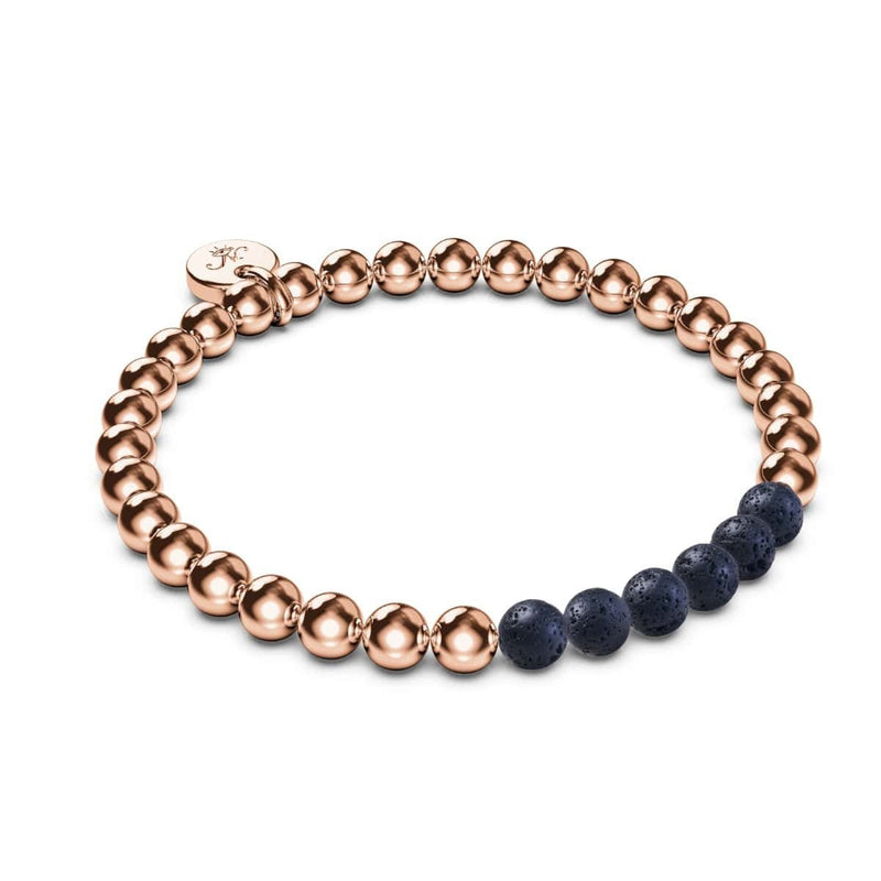 Roségold und Schwarz | Lavastein-Diffusor-Armband 