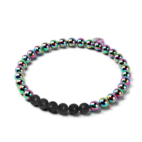 Einhorn Silber und Schwarz | Lavastein-Diffusor-Armband 