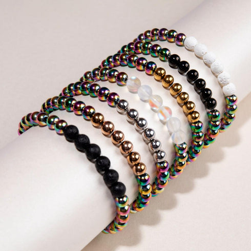Einhorn Silber und Schwarz | Lavastein-Diffusor-Armband 