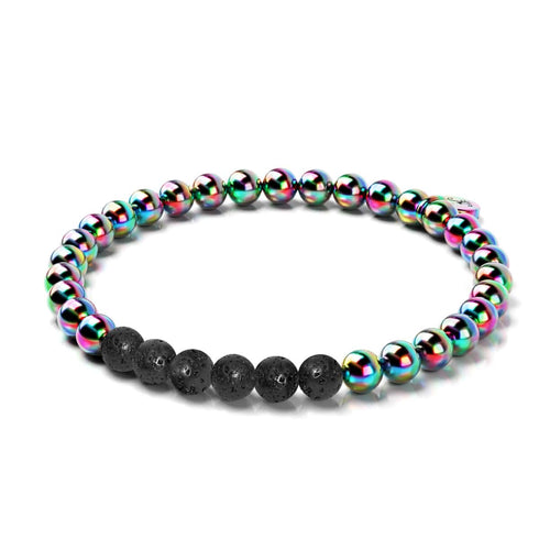 Einhorn Silber und Schwarz | Lavastein-Diffusor-Armband 