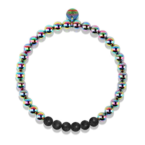 Einhorn Silber und Schwarz | Lavastein-Diffusor-Armband 
