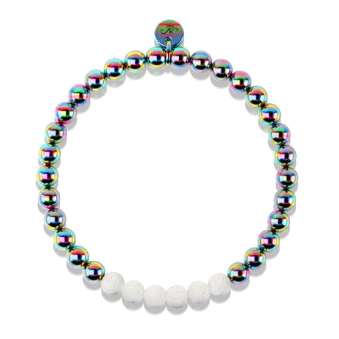 Einhorn Silber und Weiß | Lavastein-Diffusor-Armband 