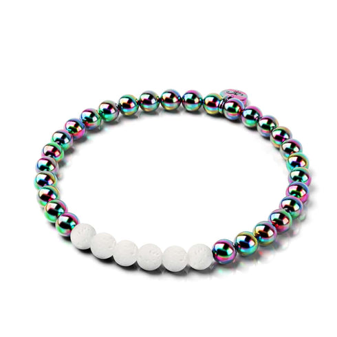 Einhorn Silber und Weiß | Lavastein-Diffusor-Armband 
