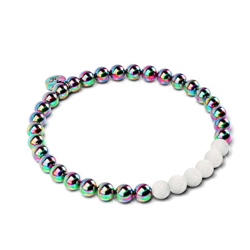 Einhorn Silber und Weiß | Lavastein-Diffusor-Armband 
