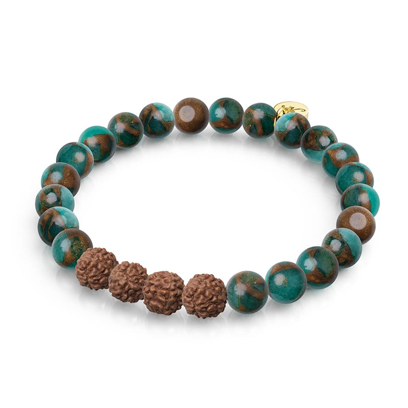 Ätherisch | Neuer grüner Achat x Rudraksha | Mala-Armband