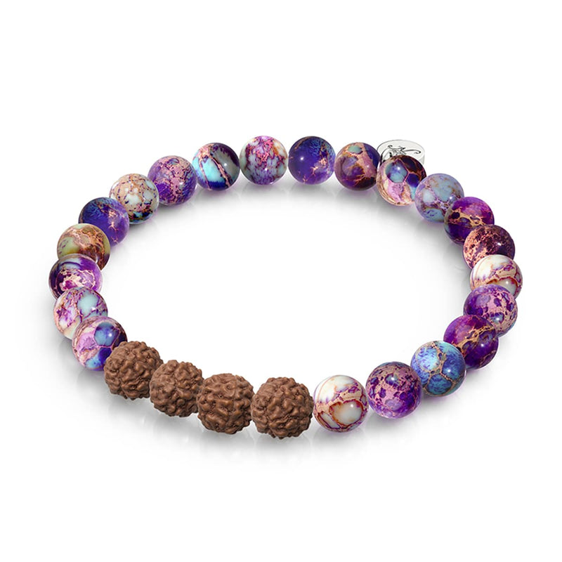 Gaia | Lila Regalit x Rudraksha | Mala-Armband