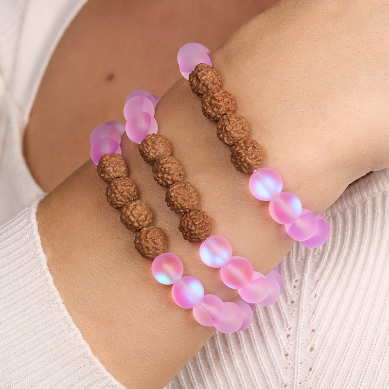 Tantrisches Leuchten | Meerjungfrauenglas x Rudraksha | Mala-Armband