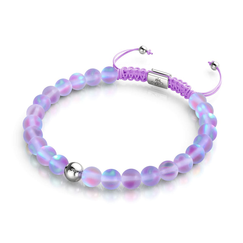 Lavendel | Silber | Meerjungfrau Glas Makramee Perlen Armband 