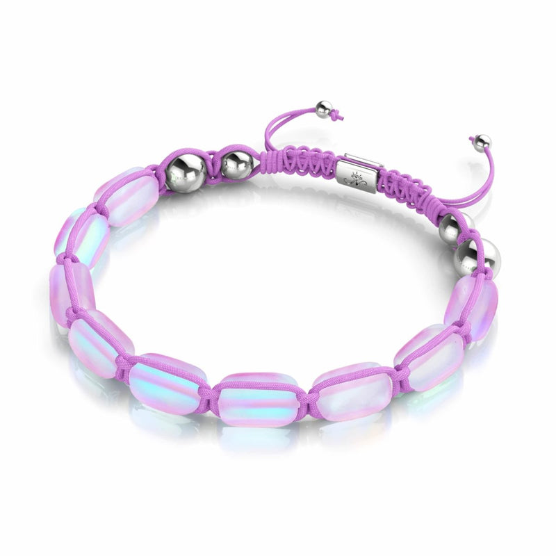 Lavendel | Silber | Meerjungfrau Glaskiesel Makramee Armband 