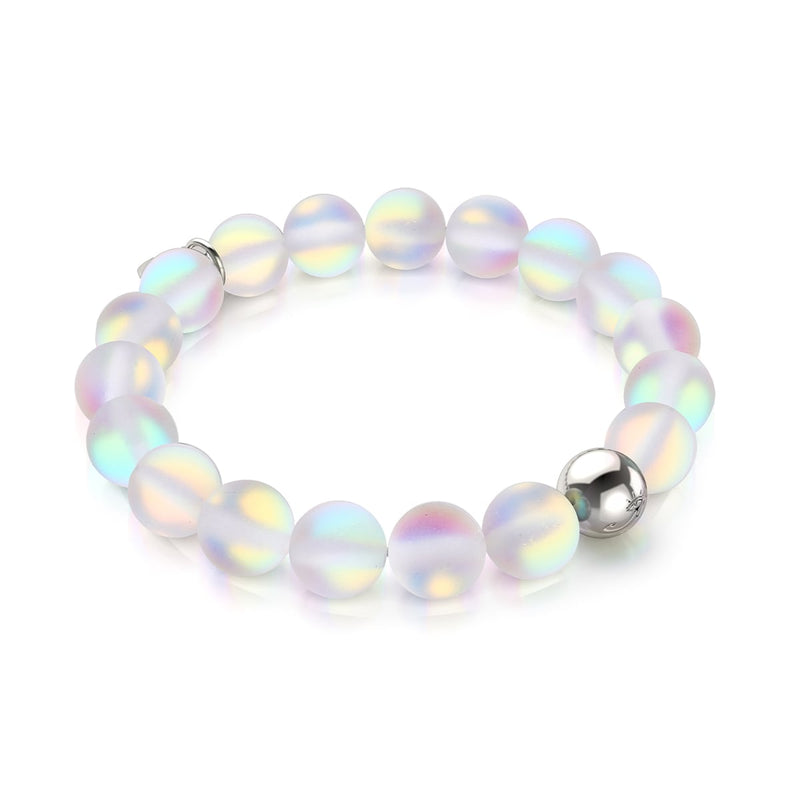 Regenbogenweiß | Silber | Meerjungfrau Glas Statement Armband 