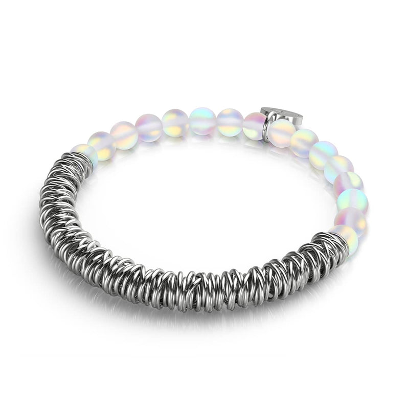 Regenbogenweiß | Silber | Meerjungfrauenglas x Links of Love Armband 