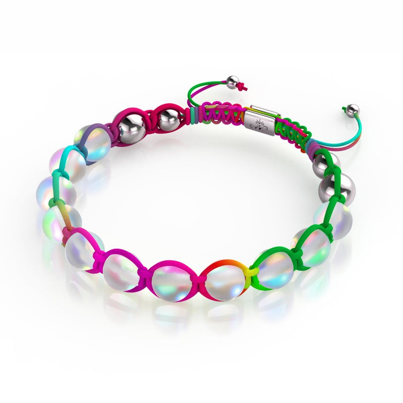 Spektrum | Regenbogenweiß | Silber | Meerjungfrau Glas Charmballa Armband