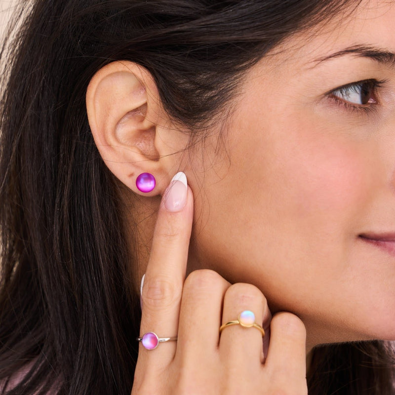 Magenta | 925 Sterling Silber | Meerjungfrau Glas-Ohrstecker 