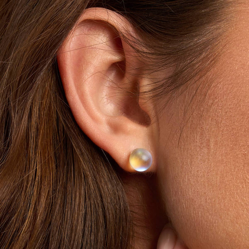 Regenbogenweiß | 925 Sterling Silber | Meerjungfrau Glas Ohrstecker 