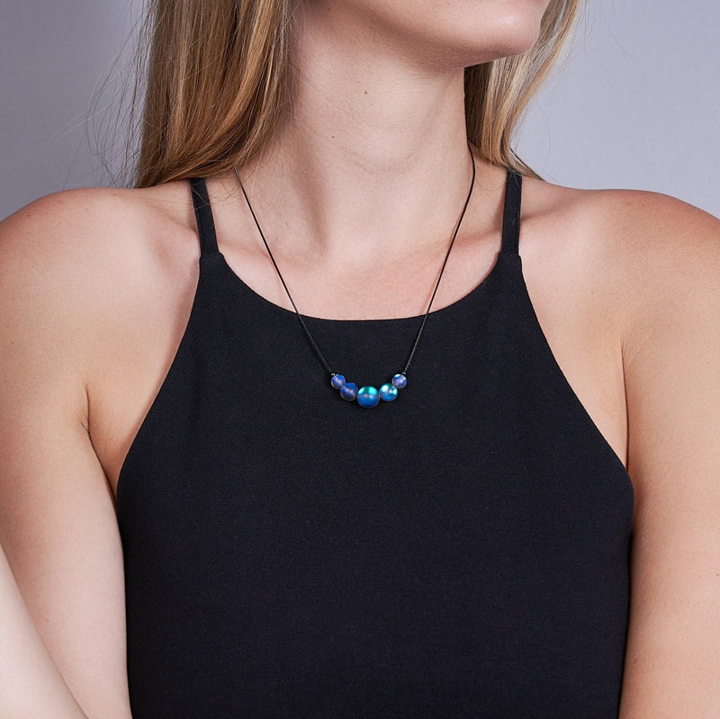 Grau | 925 Sterling Silber Rotguss | Meerjungfrau Glas Unendlichkeitsverschluss Halskette 