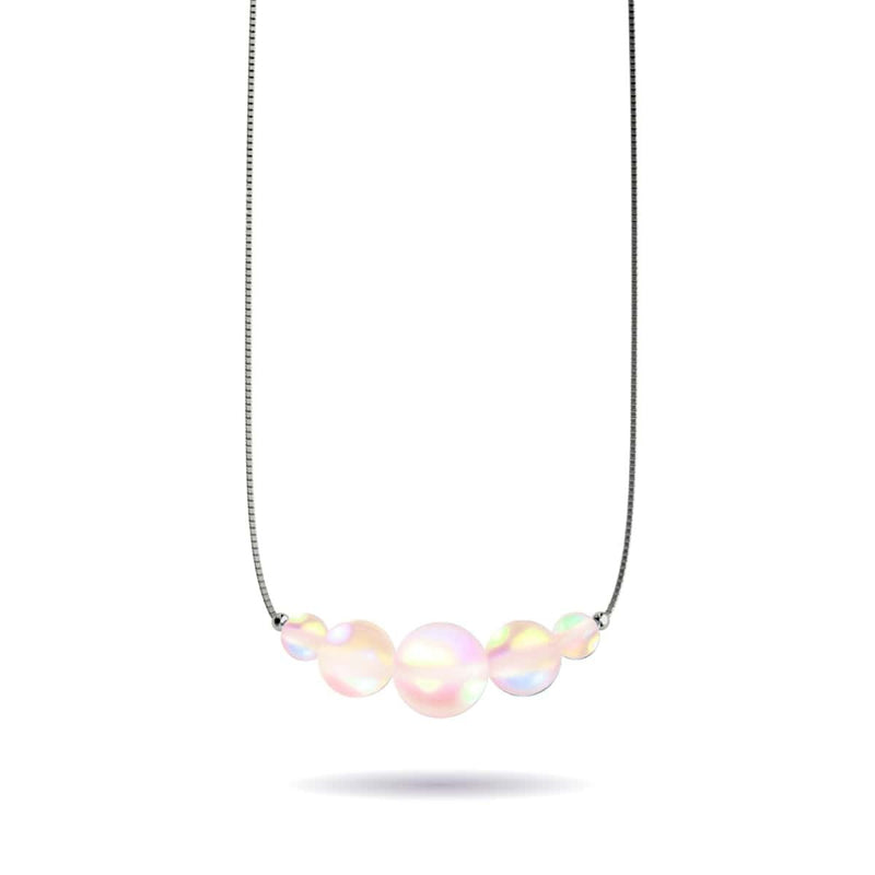 Pfirsich | 925 Sterling Silber | Meerjungfrau Glas Unendlichkeitsverschluss Halskette 