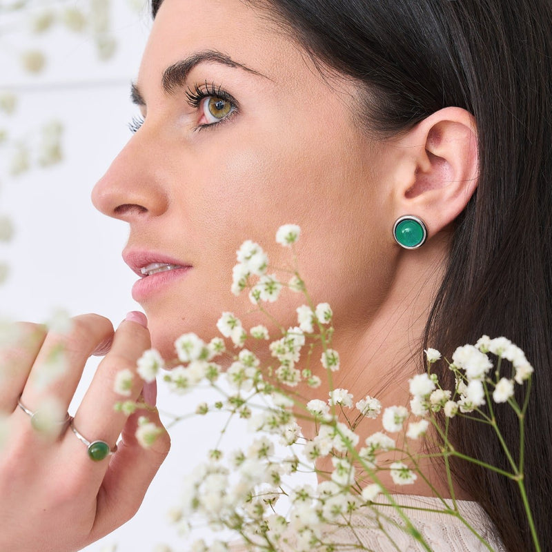 Chromata | 12 mm Stimmungsstein-Cabuchon-Ohrringe 