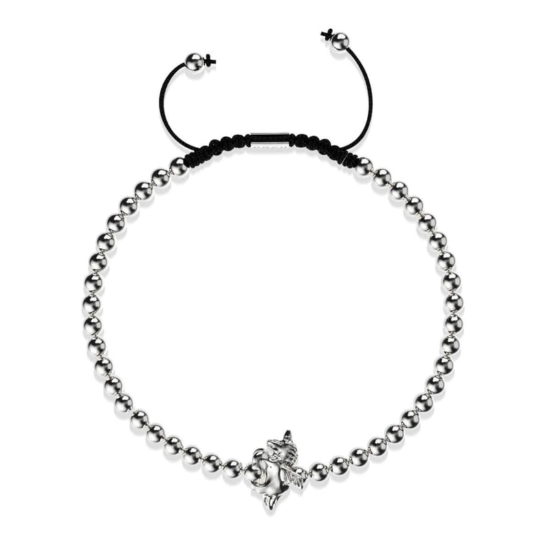 Pegasus | Silber | Geflügeltes Einhorn Makramee-Charm-Armband 