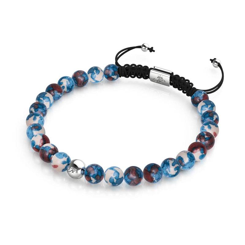 Picasso Porzellan Makramee Armband | Schokoladen Saphir