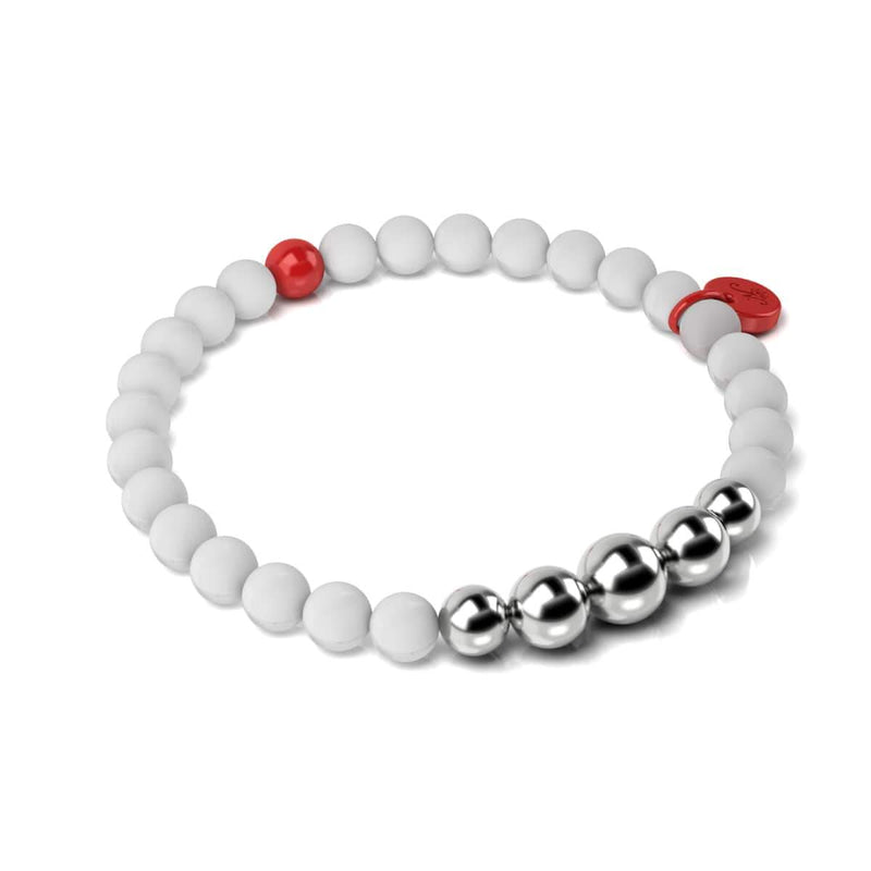 Mattweißer Achat | Silber und rote Emaille | Weihnachtsmann-Armband 