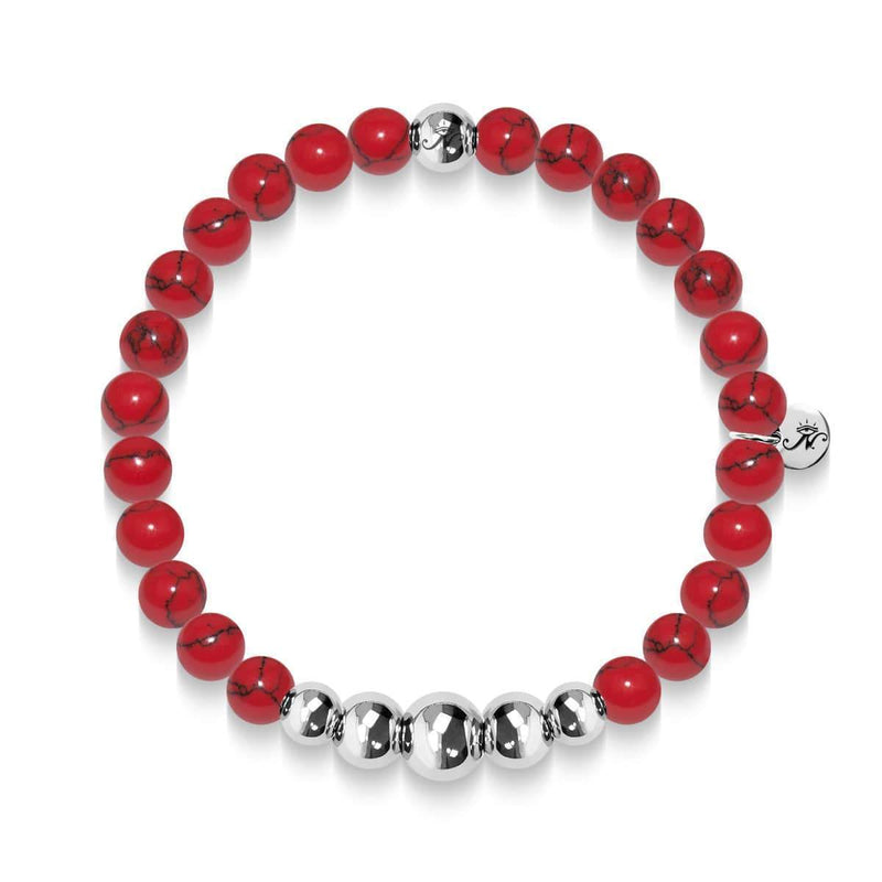 Roter Türkis | Silber und rote Emaille | Weihnachtsmann-Charm-Armband 