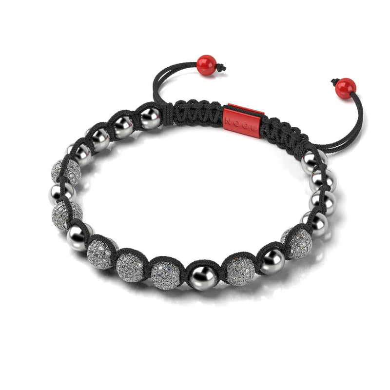 Silber und rote Emaille | Kristall Kikiballa Santa Armband | Schwarz