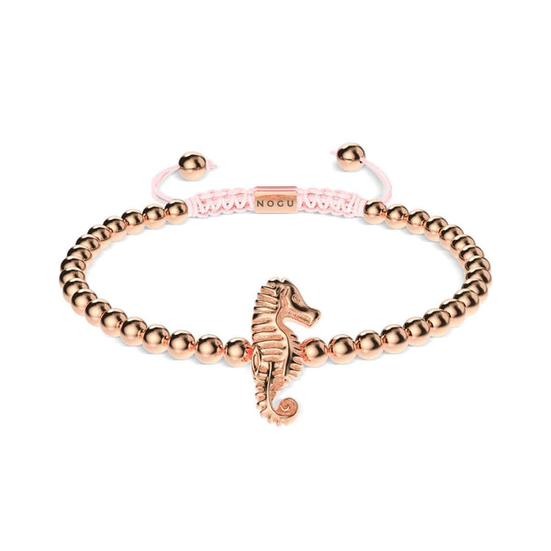 Riff | 18 Karat Roségold | Seepferdchen Makramee Charmballa Armband 