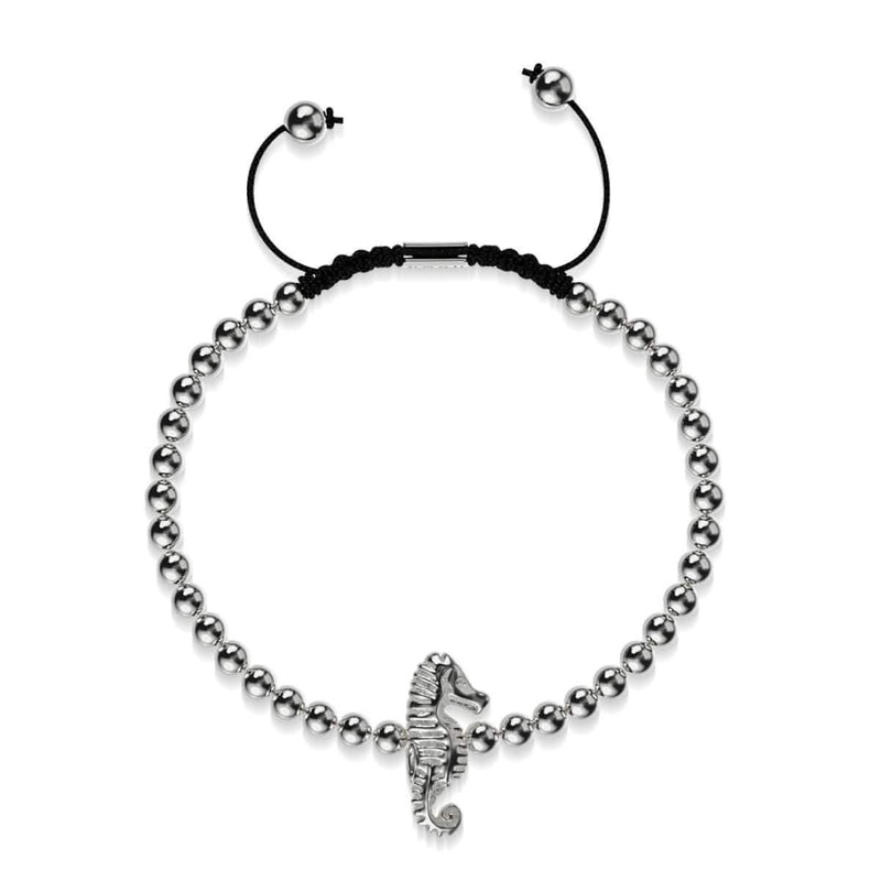 Riff | Silber | Seepferdchen Makramee Charmballa Armband 