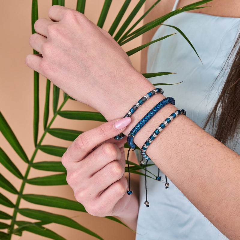 Serpentin | Kobalthämatit x Rotguss | Doppelwellenarmband