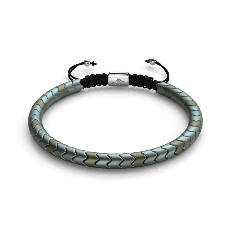 Serpentin | Mattes Meeresschaum-Hämatit x Silber | Wellenarmband